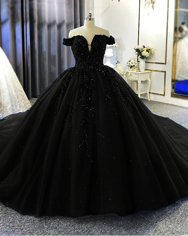 Ball Gown Black Prom Dress Long ...
